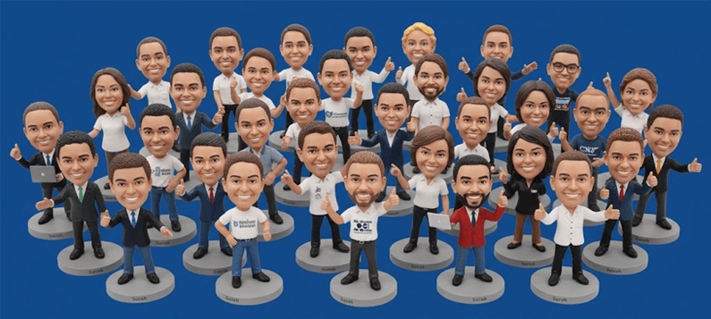 Identical Bobbleheads Group